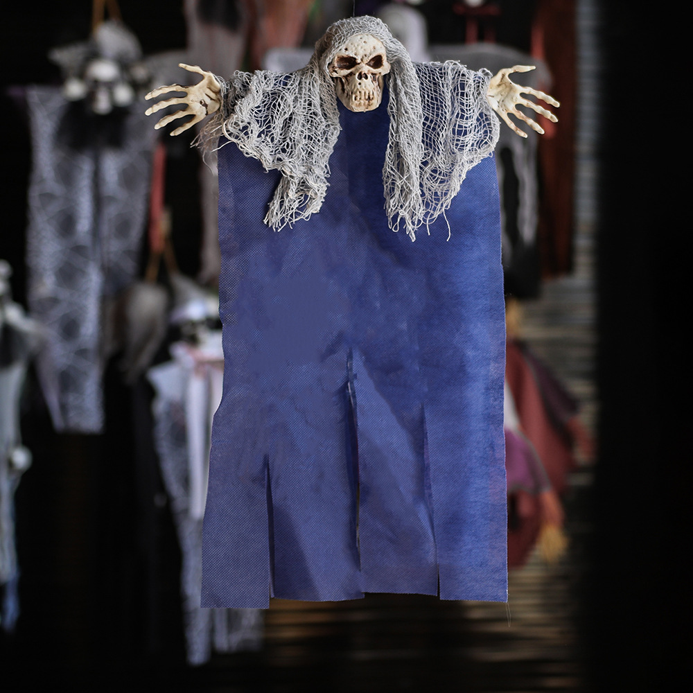 Esqueleto fantasma colgante de Halloween, colgante de terror, con ventosa, fijación de succión, traje de terror de lugar de casa embrujada de cuatro colores