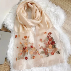 生中継ソースの新しいシルクタオルウール混紡刺繍マフラーの高級ストール両用ベゴニア花さん