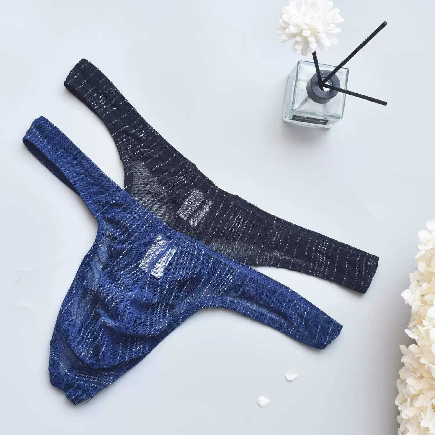 亚马逊透明情趣丁字裤男露点美人线透视男士性感內裤丁字男B906