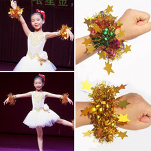 幼儿园儿童手腕花学校运动会表演出亮片皮筋手花舞蹈铃铛手环道具