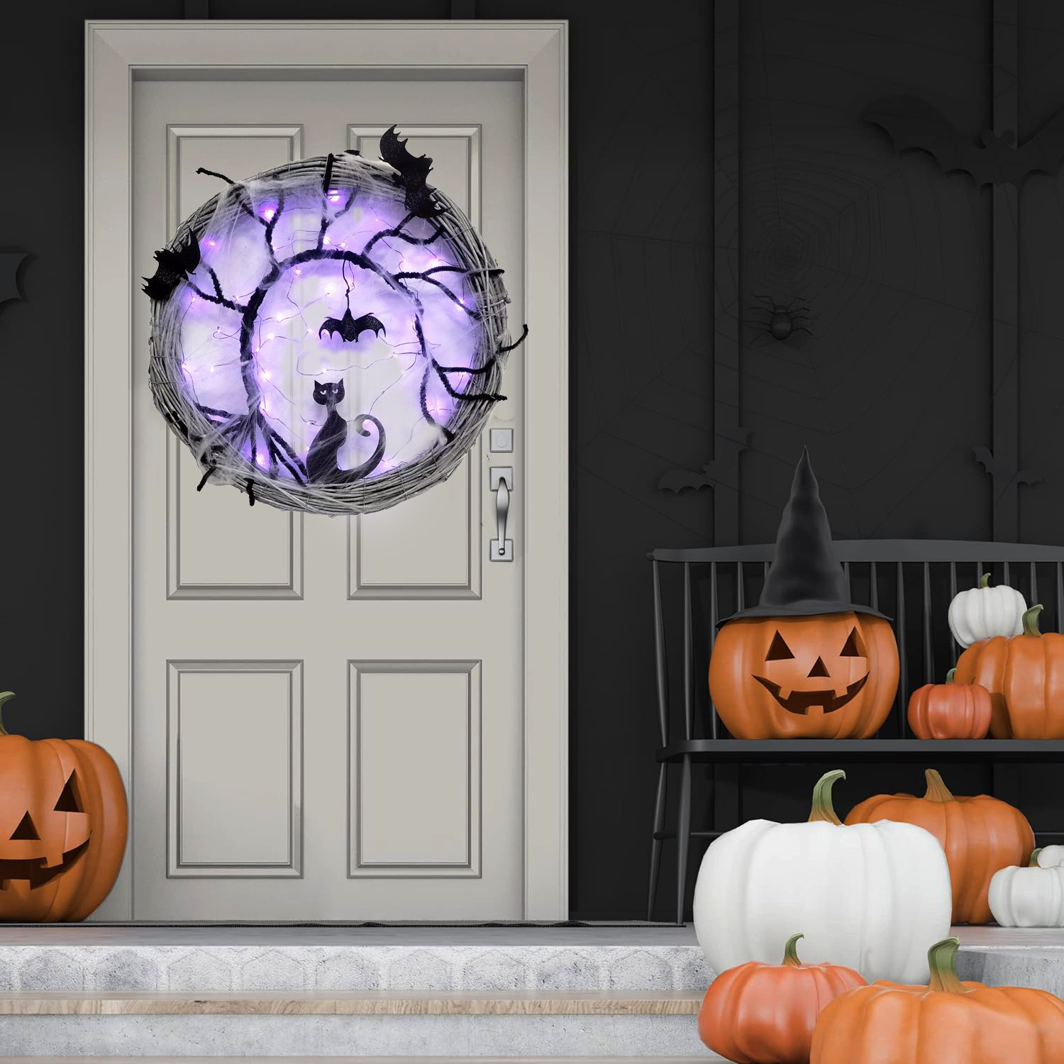 2024 transfronterizo Amazon nuevo Halloween guirlandas decoración de terror puerta delantera colgar decoración del hogar guirlandas de fiesta