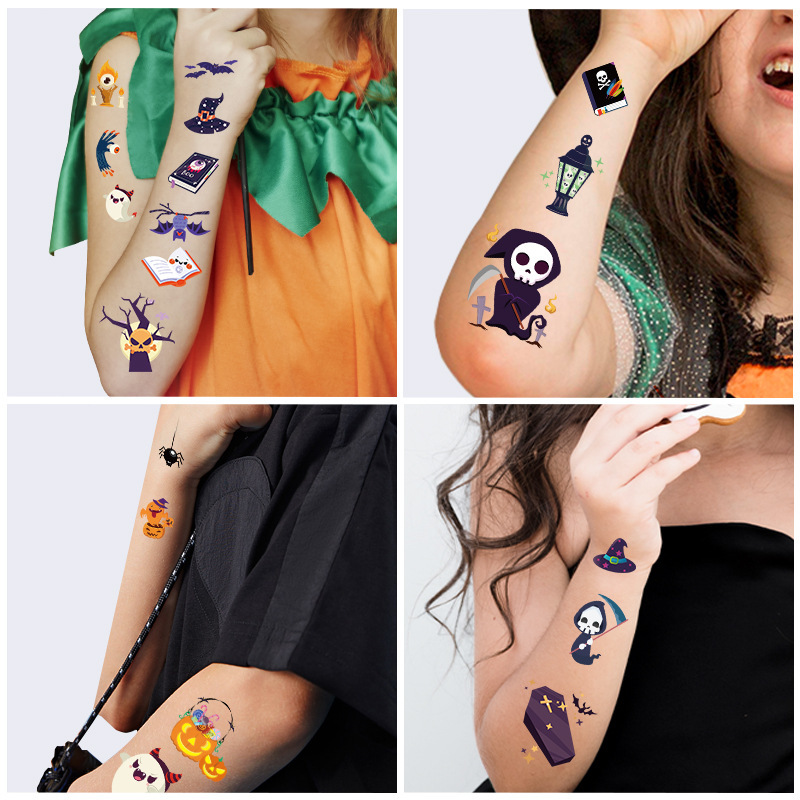 Cross-border New Halloween Tattoo Sticker Holiday Party Facial Cute Pumpkin Funny Cartoon Tattoo X20