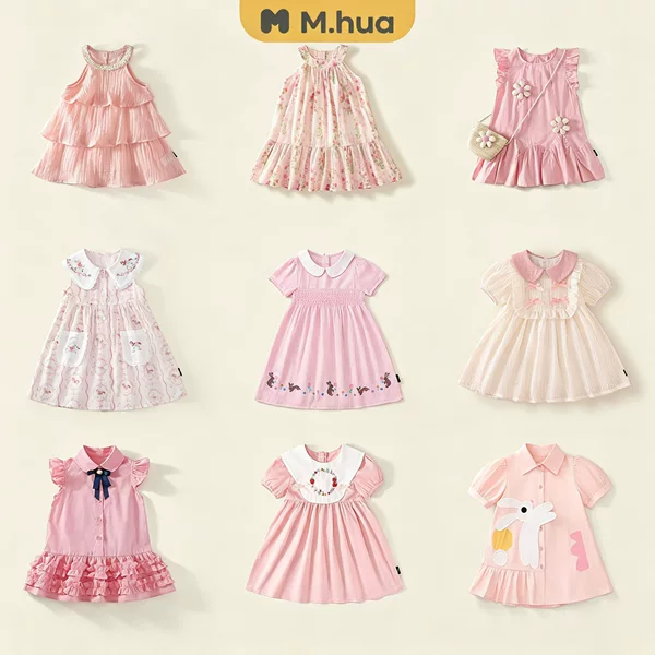 Girls European and American style embroidery dress 2025 summer new children's lapel short sleeve princess skirt cross-border wholesale