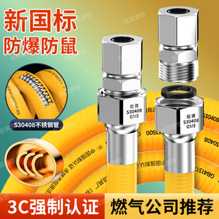 Gas Pipe Natural Gas Soft Pipe Special Pipe Liquefied Gas Flame Retardant Explosion-Proof Stainless Steel Corrugated Pipe Water Heater Hose