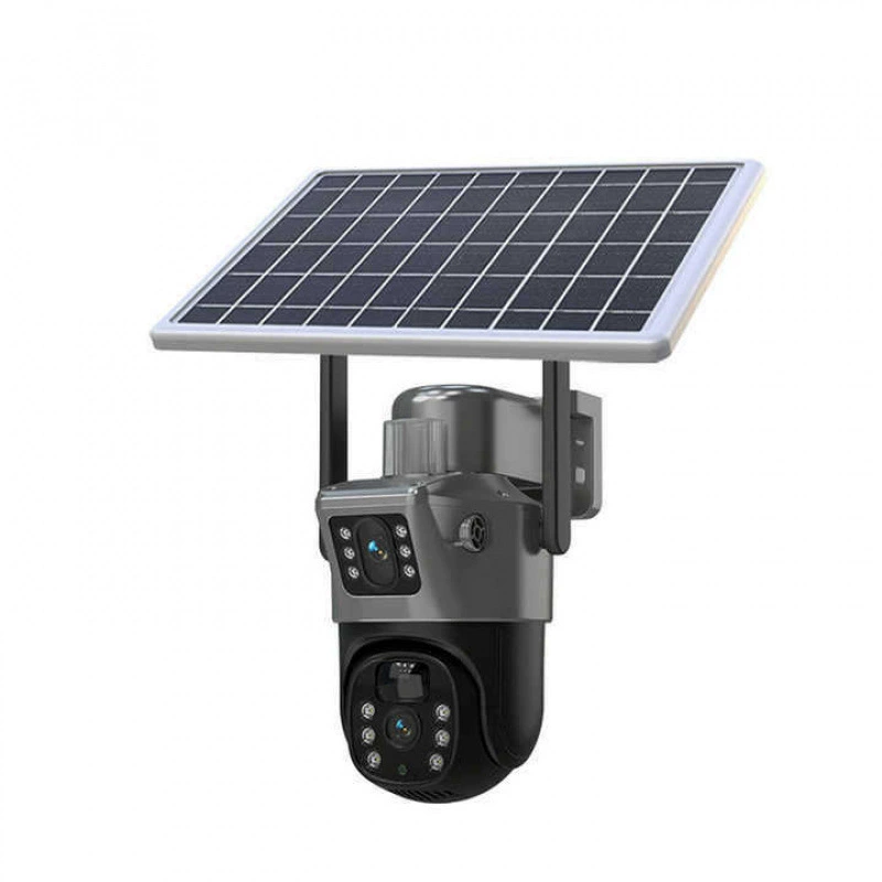 Dual-screen camera HD outdoor 360 panoramic wireless wifi surveillance camera Solar Camer