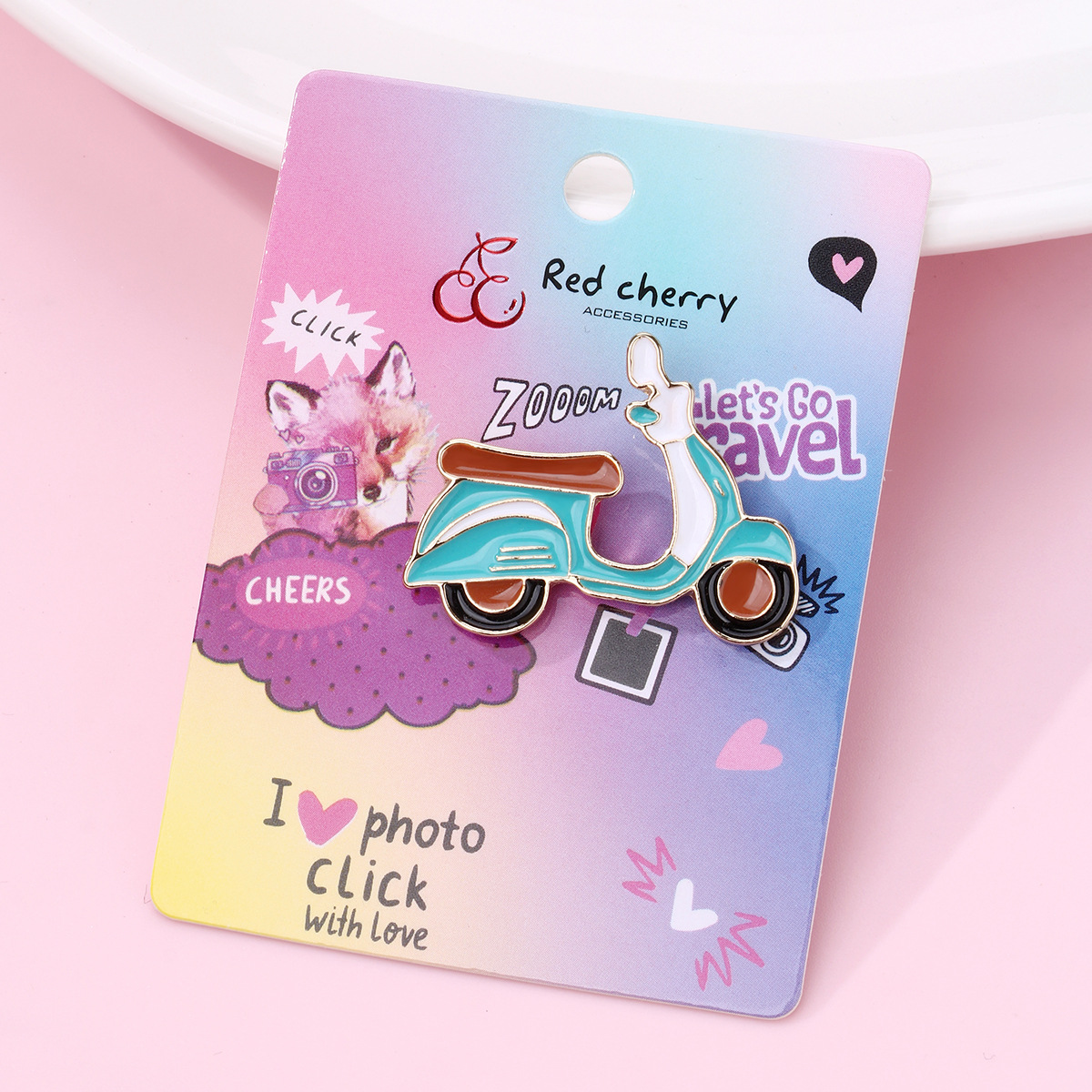 Cute Modern Style Pin Car Heart Shape Bicycle Alloy Enamel Plating Unisex Brooches display picture 11