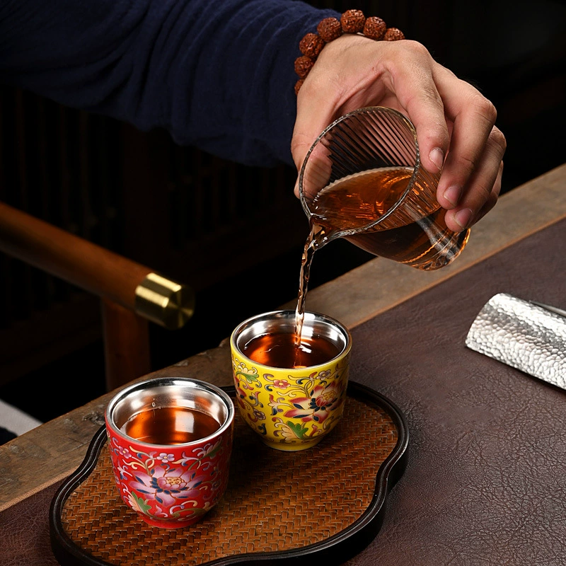 Серебряная чашка 999 стерлингов, керамическая чайная чашка Jingdezhen, эмаль цветная, серебро, чашка для к punishment?
