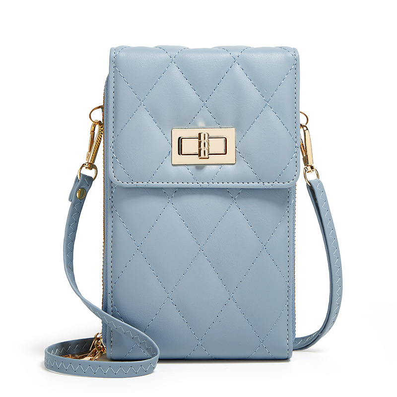 New shoulder crossbody mobile phone bag card holder women's small fragrance lock buckle rhombus coin purse large banknote holder coin bag Y266