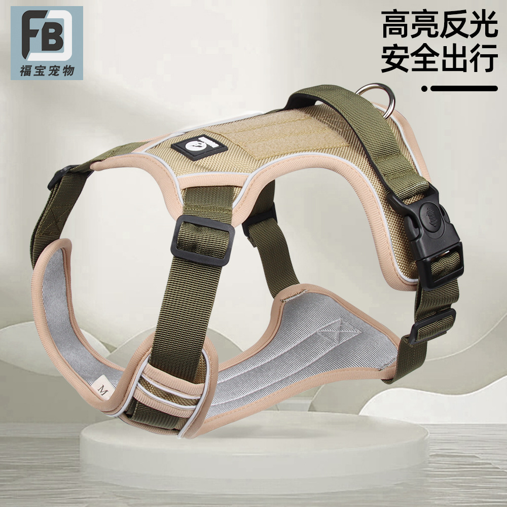 cross-border dog hand holding rope explosion-proof handle chest back large dog dog rope reflective pet harness wholesale