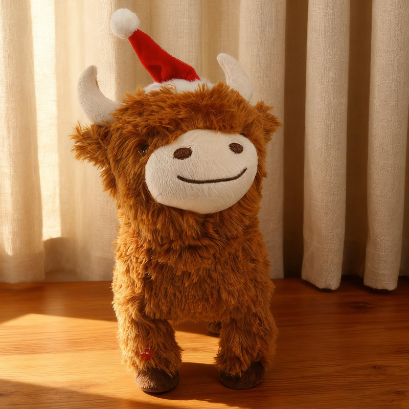Hot-Selling Highland Cow Plush Slippers with Cartoon Animals That Can Call Moo Cows in Stock
