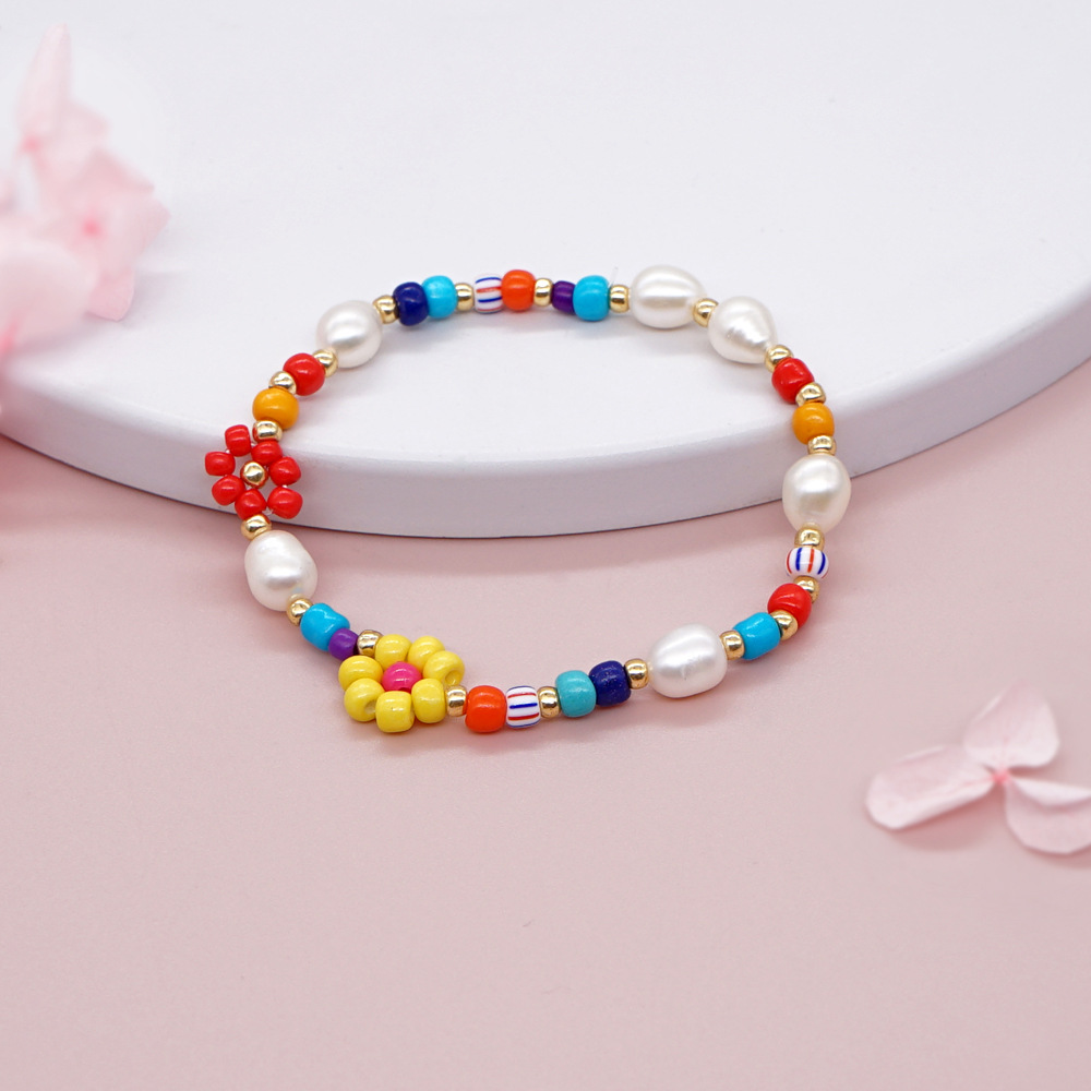 Bracelet Miyuki Fleurs En Perles Naturelles Baroque Arc-en-ciel Bohême display picture 5