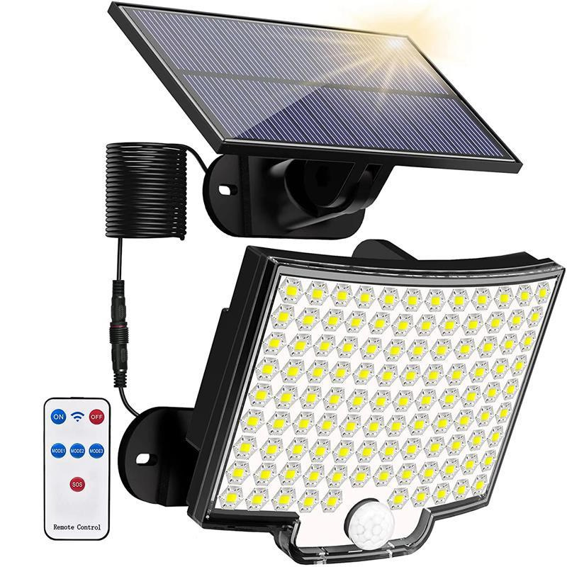 Lámpara de inducción solar lámpara de patio al aire libre impermeable 106LED dividido con control remoto inducción humana pared de ahorro de energía al aire libre