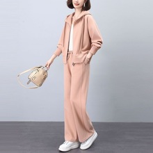 大码休闲运动套装夏季新款时尚洋气妈妈连帽卫衣早秋两件套女