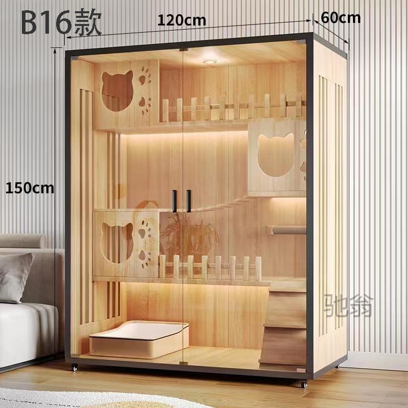 Lofu Cat Cage Super Large Space Cat Villa Solid Wood Household Indoor Cat House Three Layers Breeding