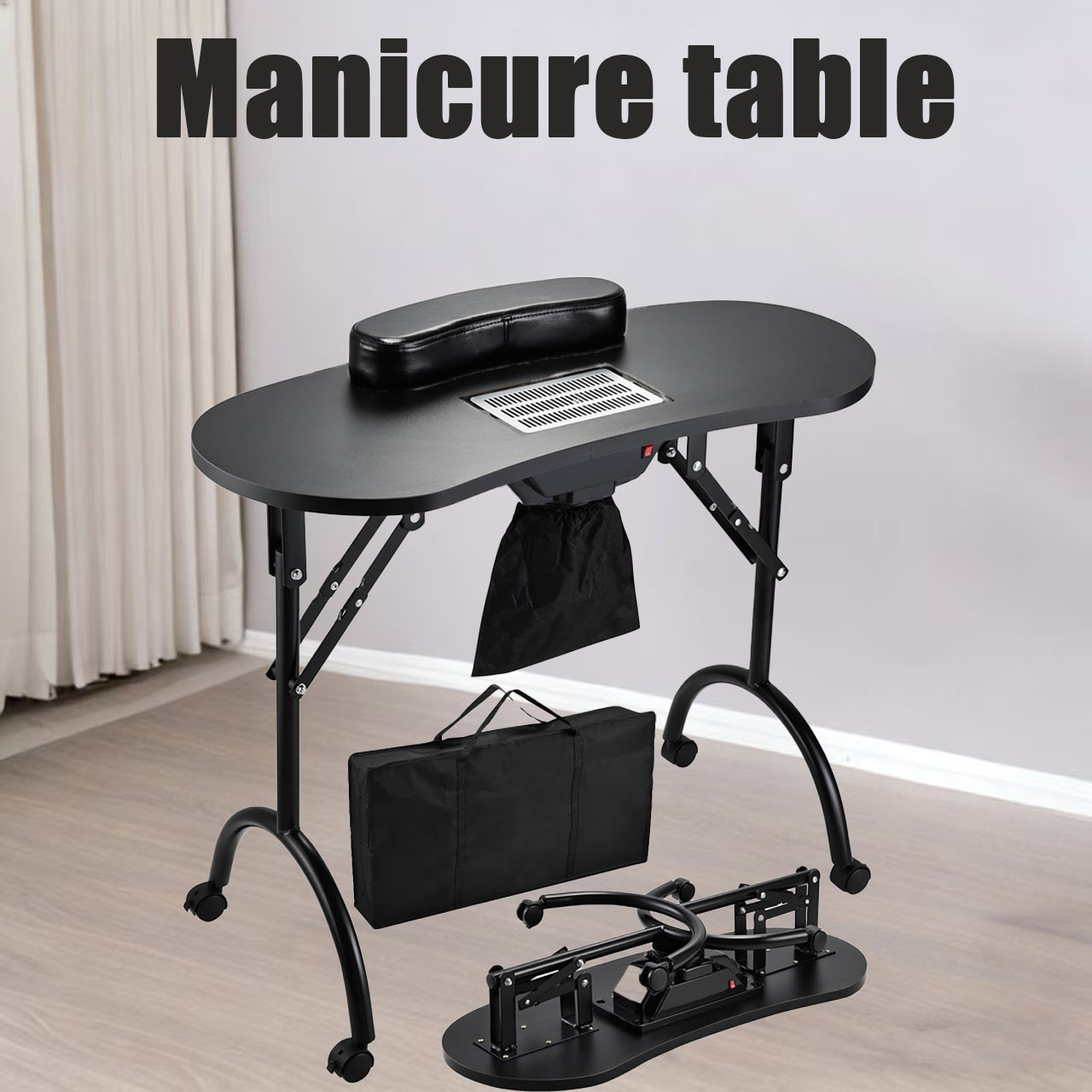 Cross-Border Beauty Portable Folding Manicure Table, Street Vendor Table, Manicure Station with Makeup Box, Workbench, Manufacturer Wholesale