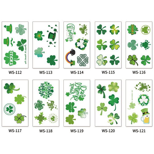 New cross-border waterproof sweat cuckold shamrock face Irish Festival sticker St. Patrick tattoo sticker