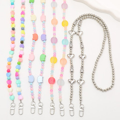 New matte bear cross-chain DIY phone case accessory butterfly bead bag shoulder chain chain strap for women