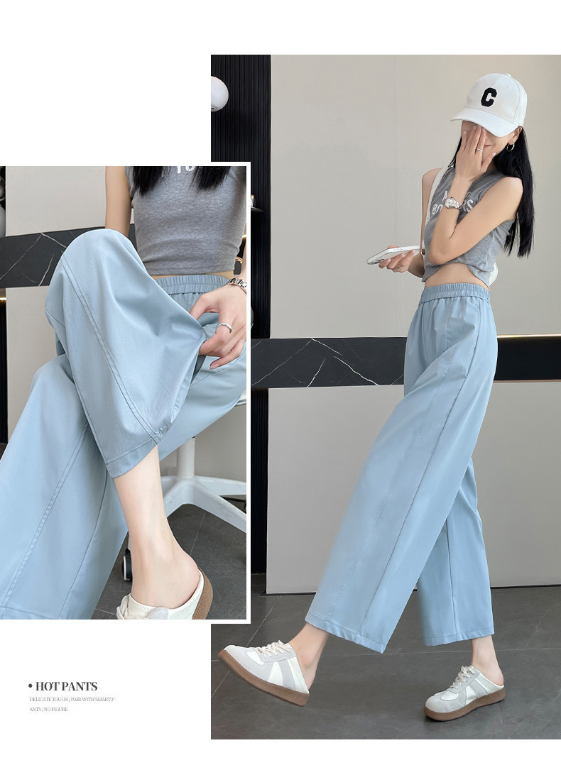 Quần culottes nữ ống rộng dáng suông chất liệu mềm mại mùa hè — Gạo hạnh màu chi tiết 20