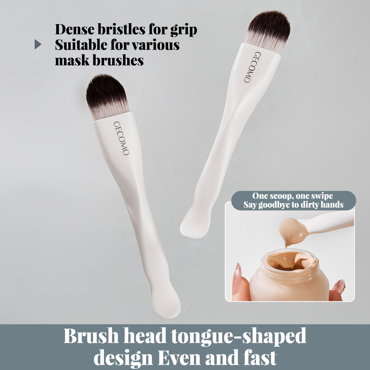 GECOMO cepillo de doble cabeza en forma de lengua de doble propósito cepillo de base de polvo no comer cepillo de pelo suave herramientas especiales de maquillaje al por mayor