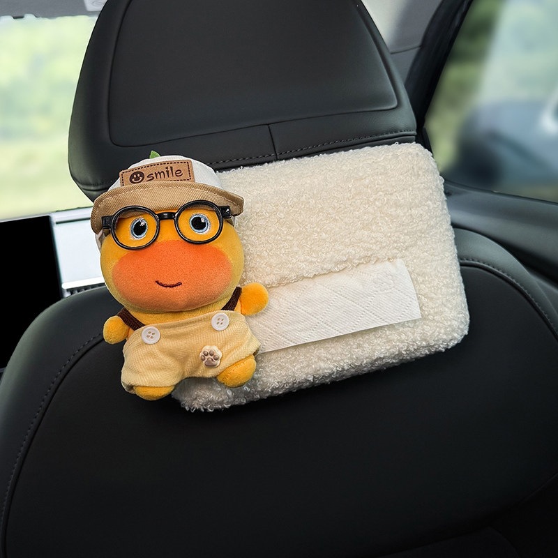 2026 Car-mounted tissue box, hanging tissue bag for car, Lulu car headrest tissue box, front and rear row decoration for goddesses