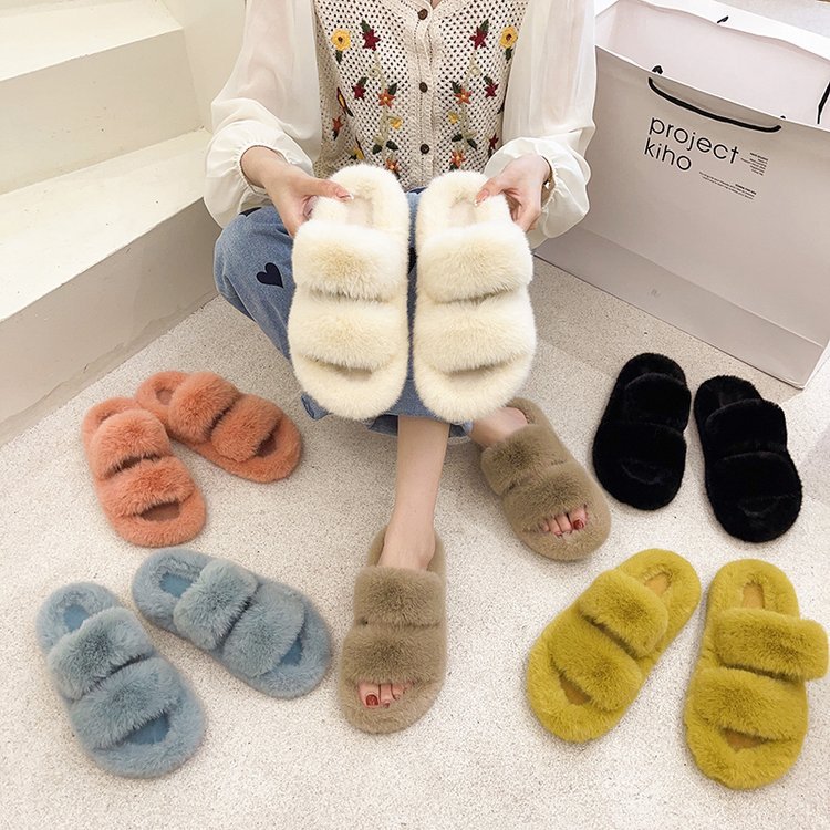 Fairy wind and fur slippers female 2021...