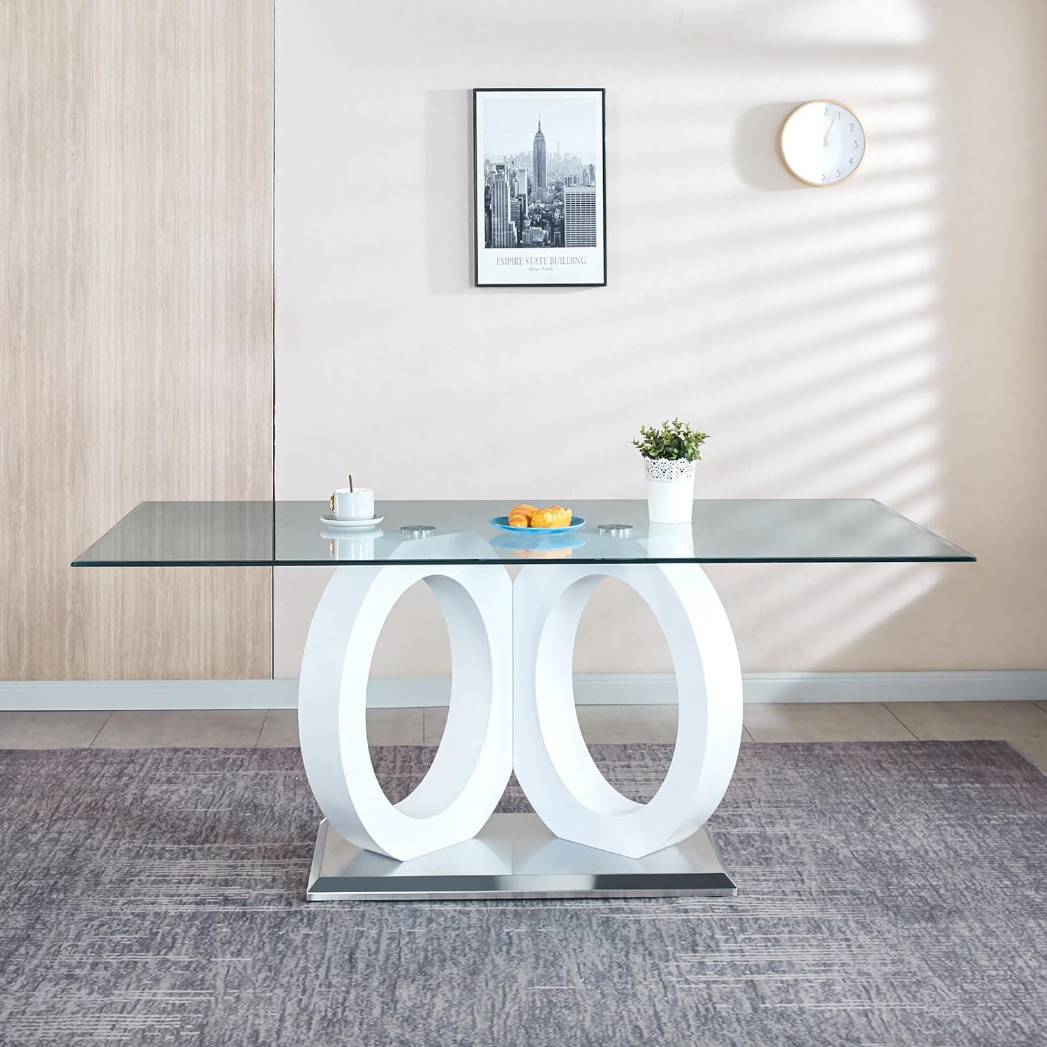 Mesa de comedor de vidrio transparente temperado de exportación mesa de mesa de lujo nórdica mesa de comedor moderna simple image 3