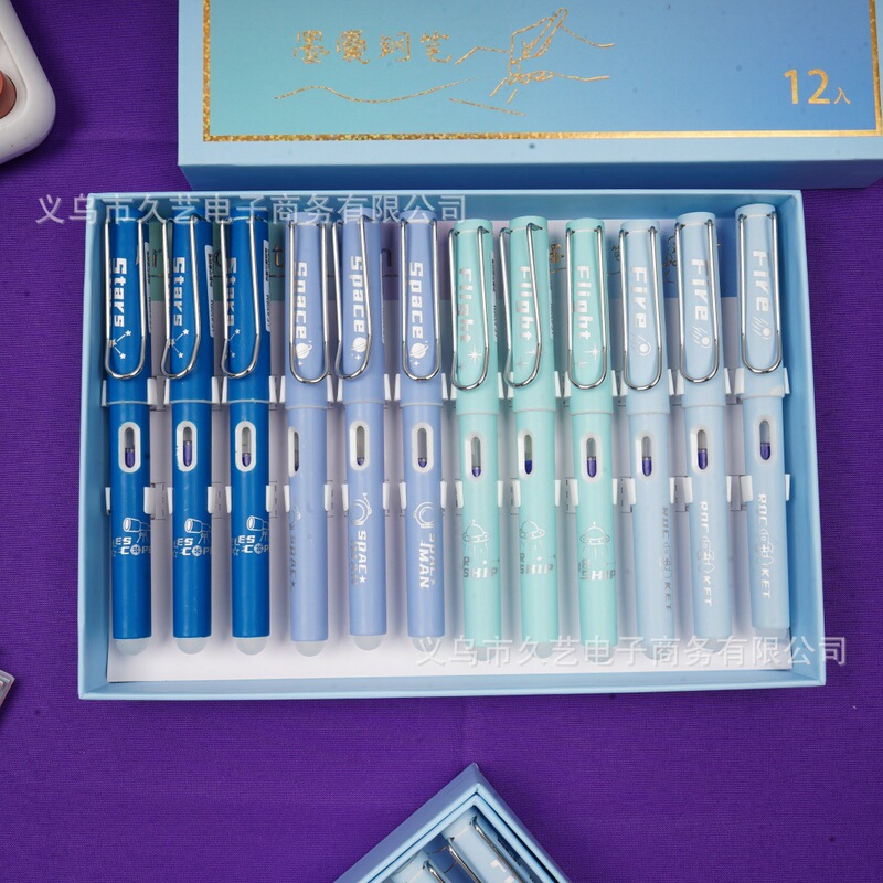 New Cartoon Thermal Erasable Fountain Pen with High Aesthetic Value for Children to Practice Writing, Student Posture-Correcting Ink Cartridge Fountain Pen in Crystal Blue. New Cartoon Thermal Erasable Fountain Pen with High Aesthetic Value for Children to Practice Writing, Student Posture-Correcting Ink Cartridge Fountain Pen in Crystal Blue.