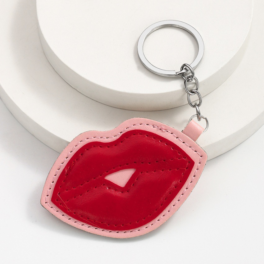 Valentine'S Day Festival Lips Pattern Cute Lips Pu Leather Valentine'S Day Unisex Bag Pendant Keychain