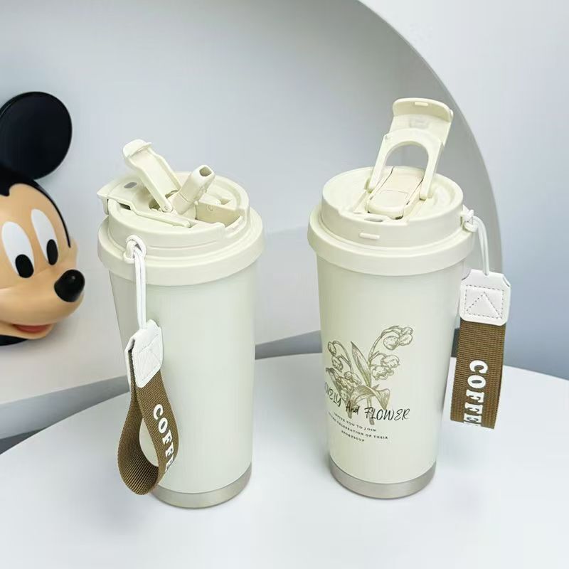 2025 新ストローベルベラフラワーウォーターカップ高価値カップオフィスコーヒータンブラーポータブル|undefined