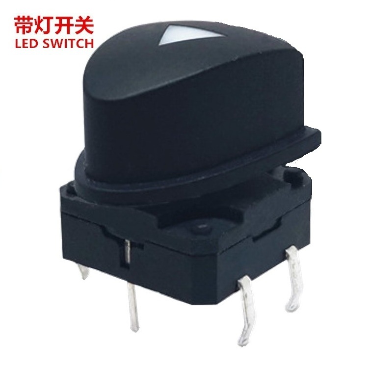 供应按键带灯开关12*12*13.8  轻触带灯开关三角形  按钮带灯开关