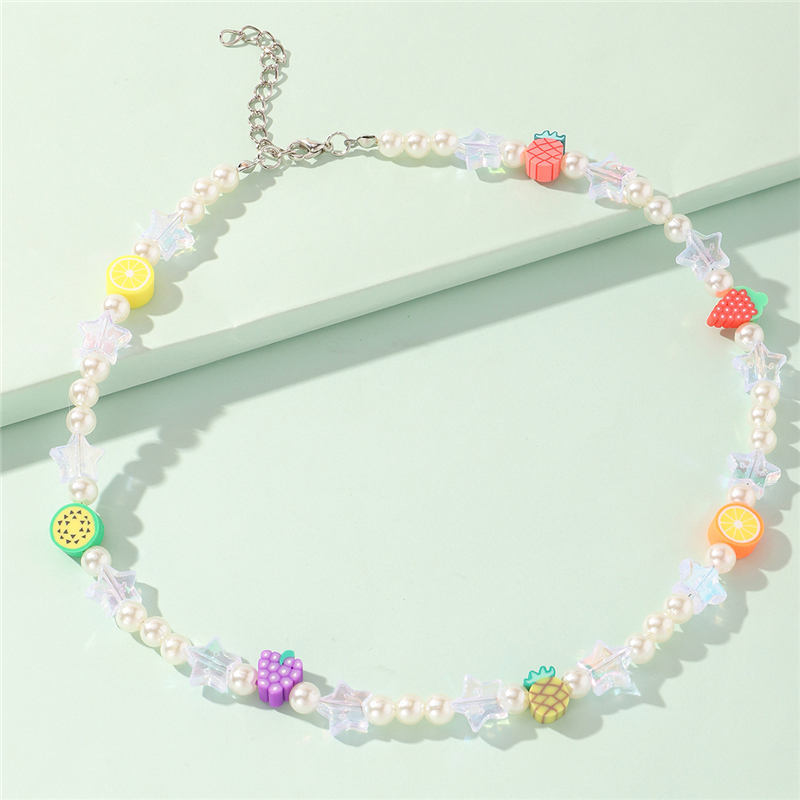 Perle De Riz Colorée Perle Fruit Collier Mignon Bijoux En Gros Nihaojewelry display picture 7