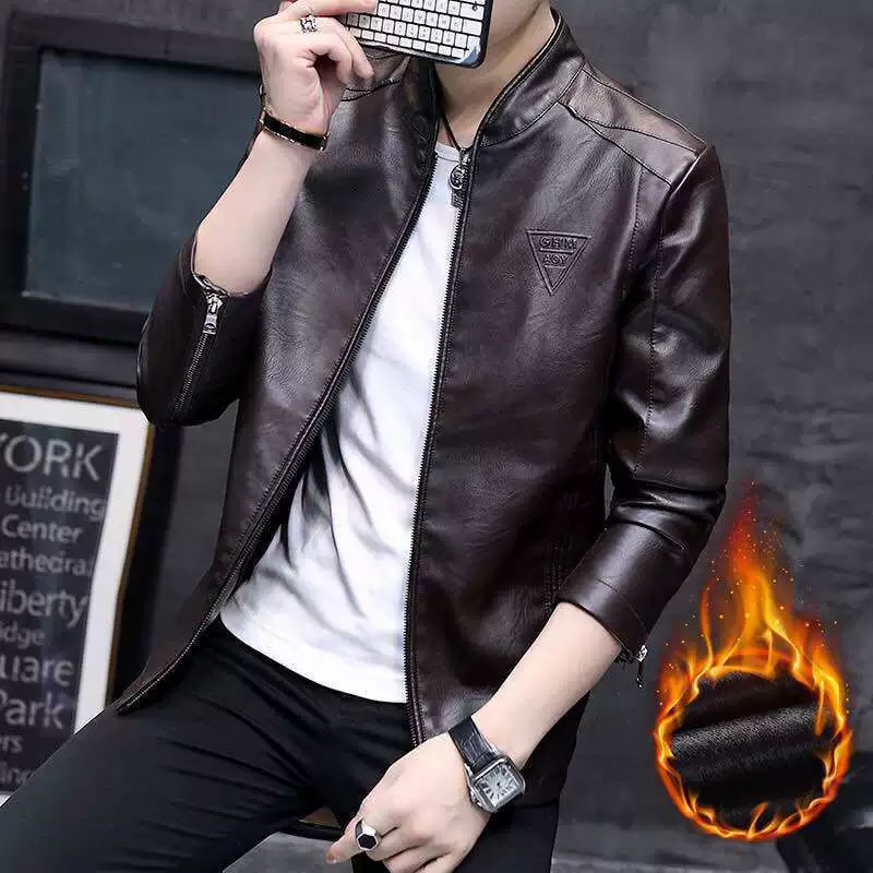 Плюшевая кожа мужской перевернутый треугольник зимний новый мужской корейский тонкая молодежный дикий повседневный топ