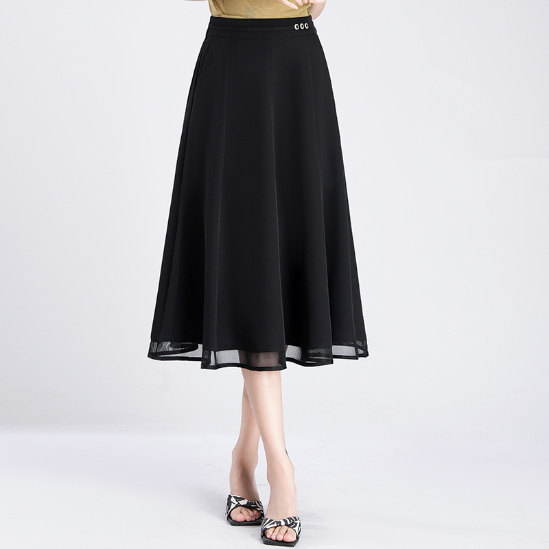 Elegant thin shiffon summer long skirt