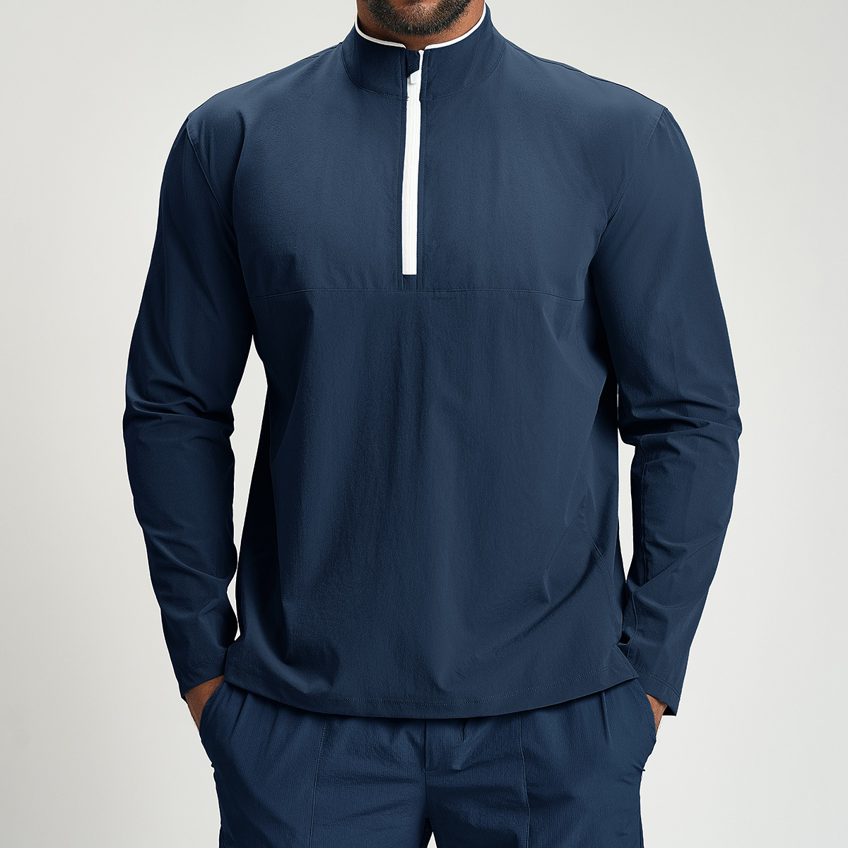Cross-Border Men's Eco-Friendly Recycled Color-Blocked Sports Zipper Quick-Dry Long-Sleeve Outdoor Fitness Commuting Casual Jacket 1157