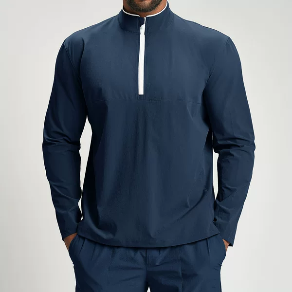 Cross-Border Men's Eco-Friendly Recycled Color-Blocked Sports Zipper Quick-Dry Long-Sleeve Outdoor Fitness Commuting Casual Jacket 1157