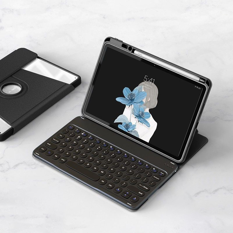 Suitable for iPad11 A16pro11 tablet rotating protective case AIR11 acrylic pen slot round cap Bluetooth keyboard Suitable for iPad11 A16pro11 tablet rotating protective case AIR11 acrylic pen slot round cap Bluetooth keyboard