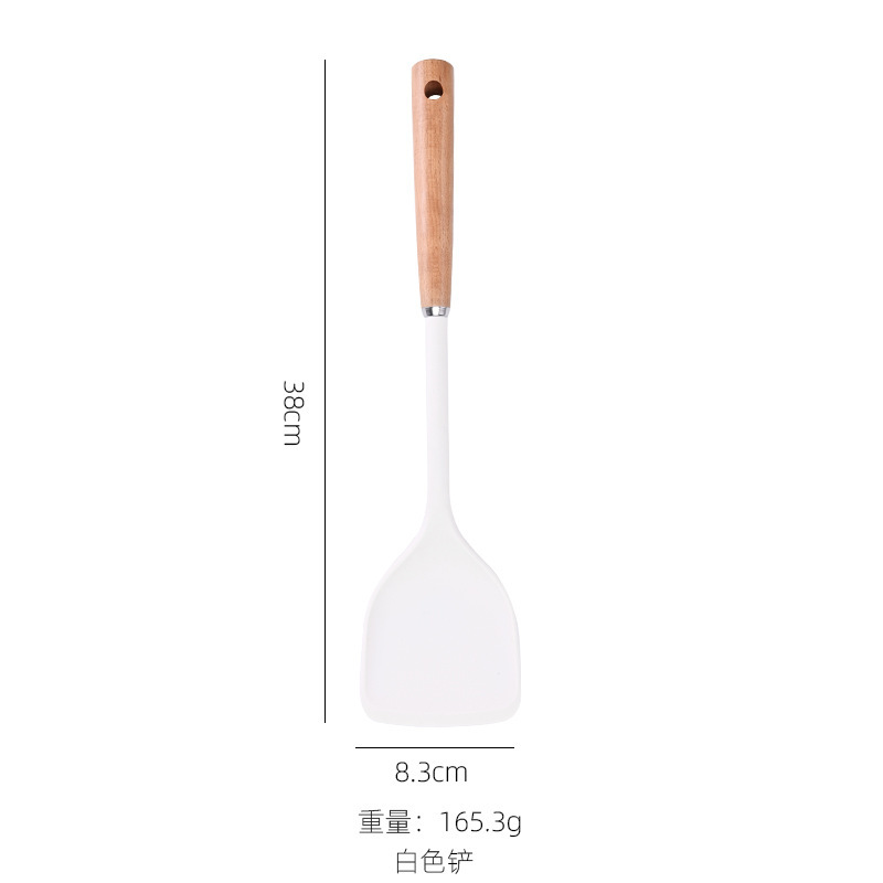 工場現物木柄シリカゲル包鋼シリカゲルシャベルスプーンは鍋専用調理器具にくっつかない高温家庭用シリカゲルシャベル|undefined