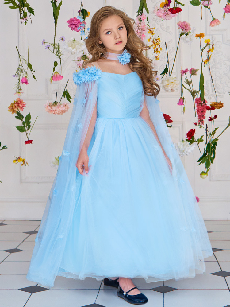 Amazon vestido de niñas vestido de princesa larga vestido de niñas espectáculo vestido de malla de cola vestido de niños al por mayor