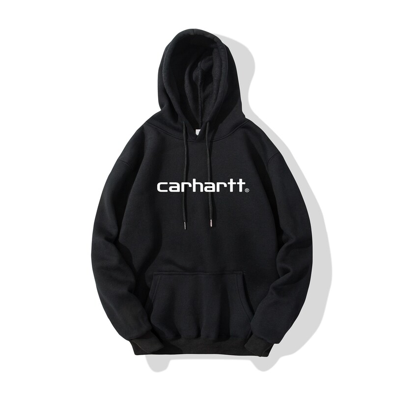European and American Trendy Brand Carhartt Classic Letter Print Men's and Women's Loose Hooded Fleece Hoodie Sweatshirt