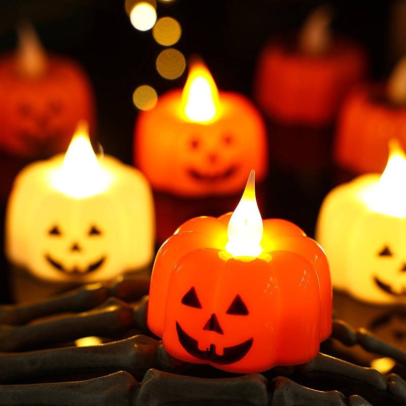 Halloween Pumpkin Candle Lamp LED Electronic Pumpkin Light Atmosphere Accent Lamp Light-Up Toy Party Decoration Supply
