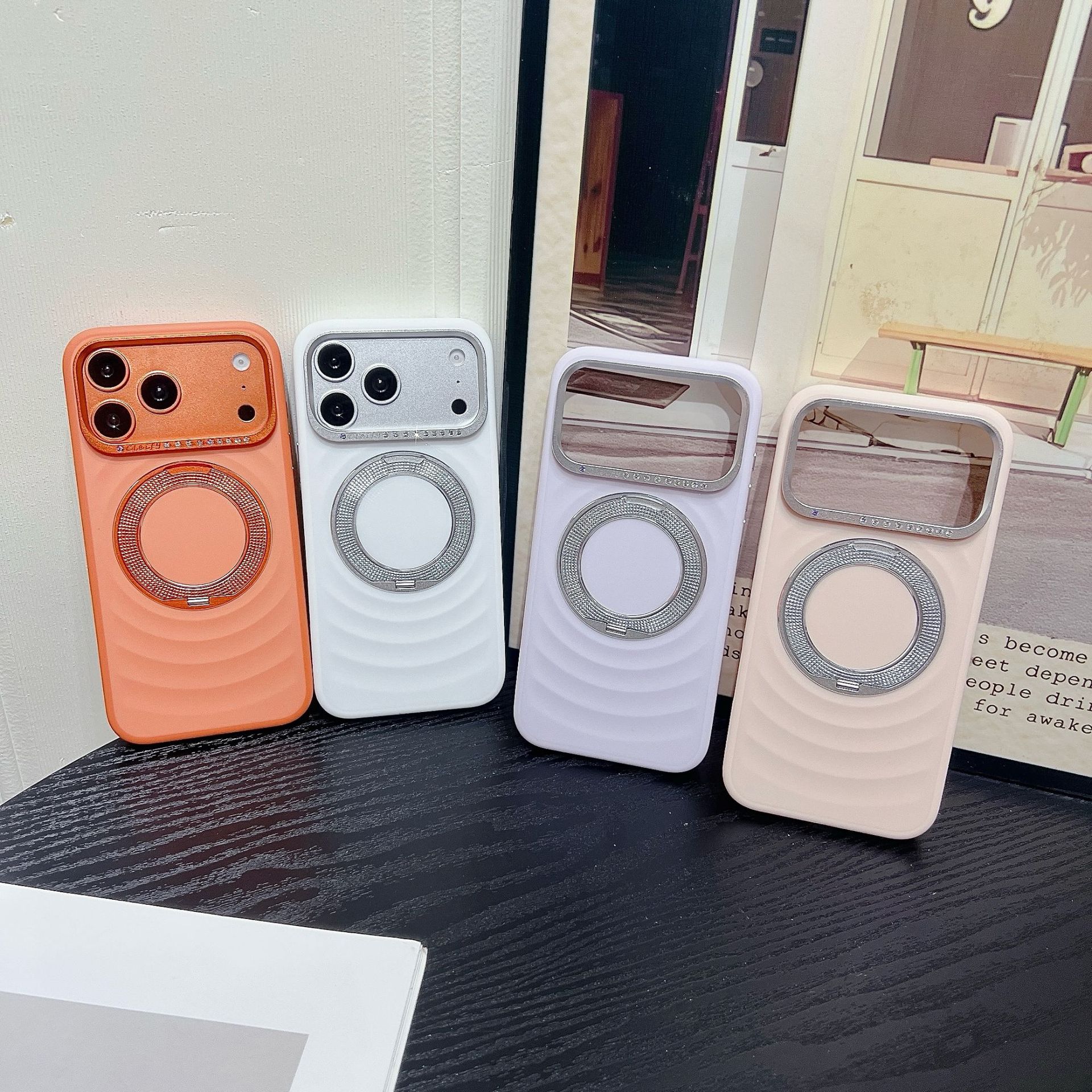 Magnetic Phone Case With Rotating Stand For Iphone Luxury Wave_voghion.com