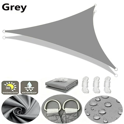 Household Triangular Rainproof Sunshade Sail, Yard Patio Sunshade Canopy, Tear-Resistant Outdoor Tarpaulin (Avtomobil yan çətirləri) - gray-2x2x2m