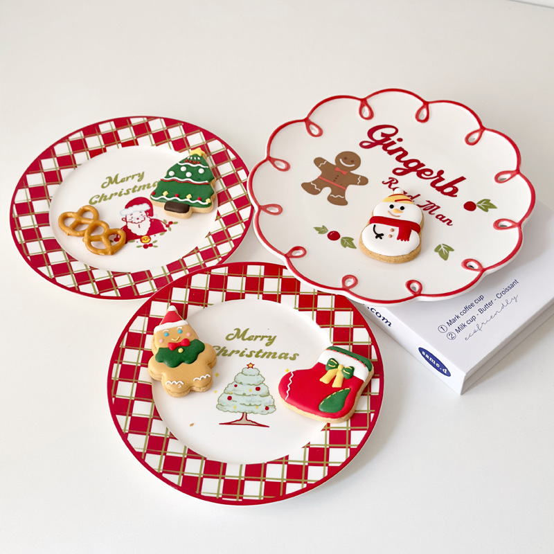 Slow as Old - Christmas Limited Tableware Retro French Ceramic Plate High-End Korean Breakfast Gingerbread Man Dessert Plate