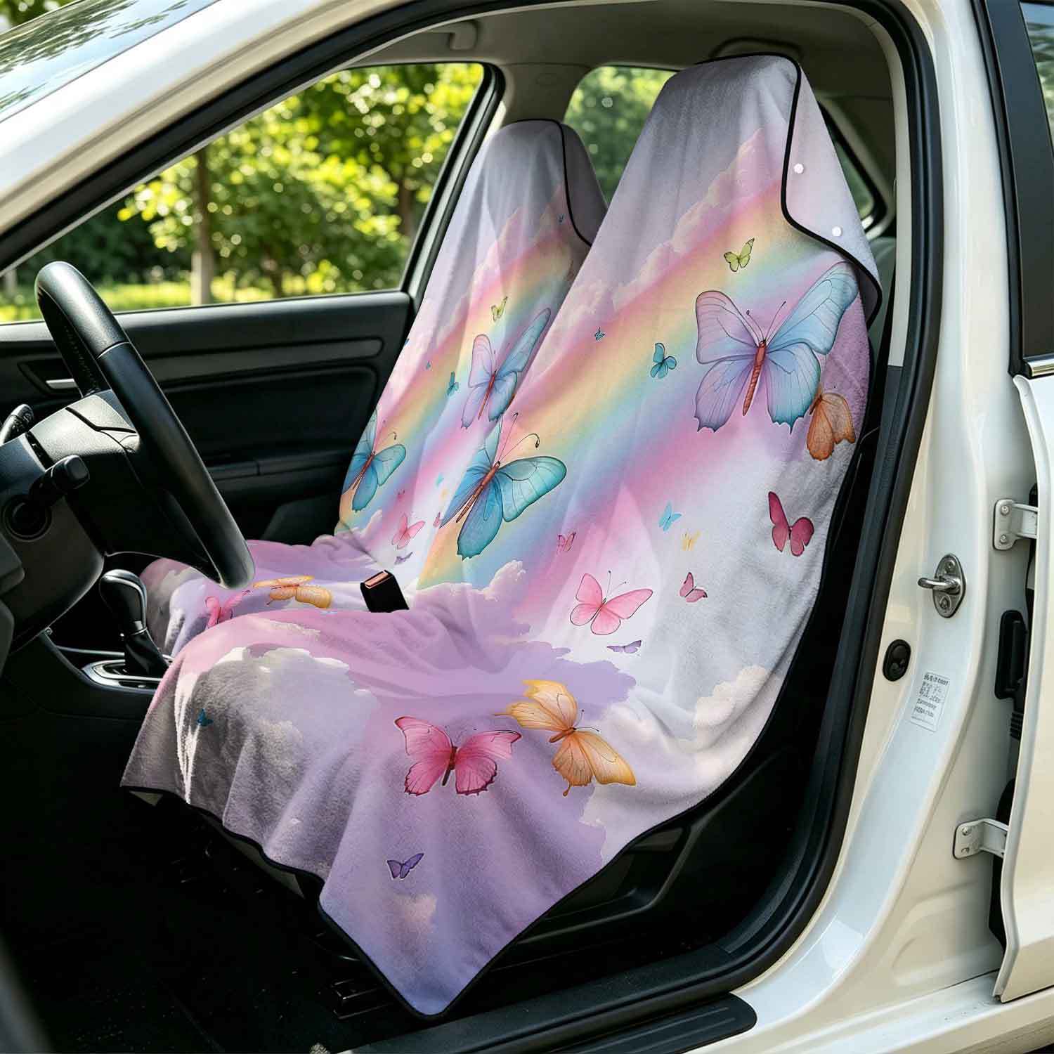 2-piece dual-use car seat cover, ultra-fine fiber, can be used as a beach towel, printed car protective seat cover 6