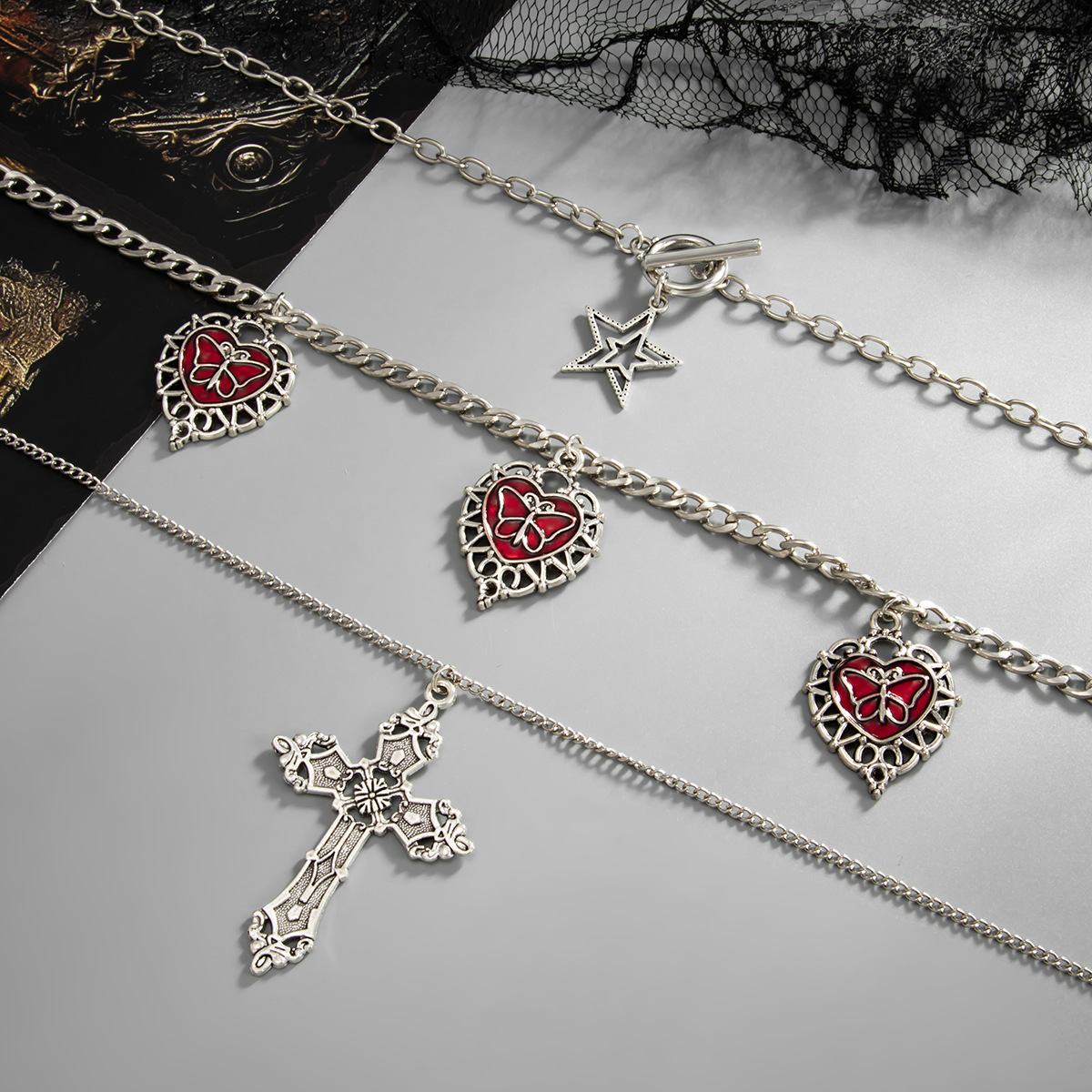 54g Weight Iron Pendant Material Layered Necklaces Classification Iron Chain Material 1 Piece Quantity Weekend Occasion Iron, Zinc alloy Material Cross Pattern Women's Gender Simple Style, Classic Style Style Dark Punk Cross Pendant Necklace Set For Women Exaggerated Stacking Cool Sweet Clavicle Chain Jewelry Geometric Pattern Alloy Zinc 34