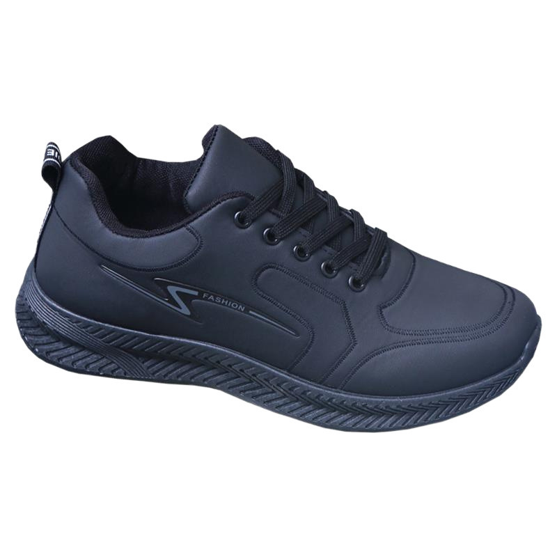 Spring and Autumn Men's Shoes Leather Black Men's Casual Sports Trendy Running Shoes Work Shoes Spring Wear
