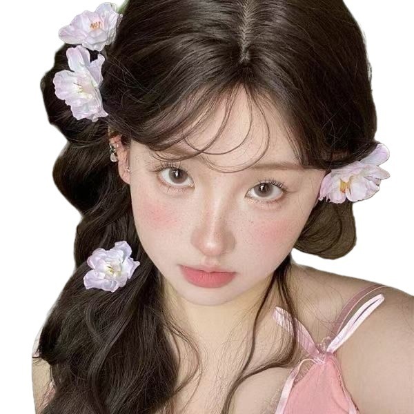 ライトピンク模擬ヘアピンヘアアクセサリー花女性のヘアピンスタイルサイドヘッドドレス桜雰囲気写真春 4|undefined