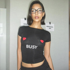 Y25TP046 European and American new sexy letters hot short-sleeved T-shirt for women, spoof print cross-border goods