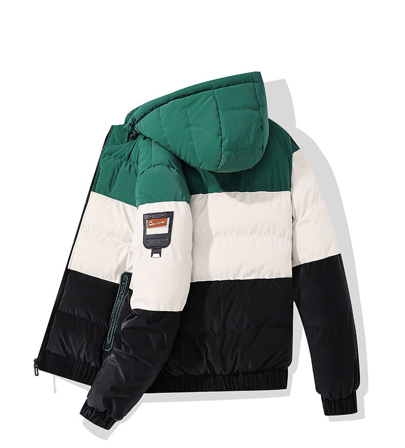 Men's Clothing Boys' Winter Thickened Hooded Baseball Jacket, Teenage Youth Coats With Fleece Lining, Zipper Closure, Short Waist Design (Khaki/Red)_voghion.com