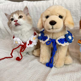 宠物猫咪毛线编织项圈小型犬英短蓝白猫咪围脖围嘴可爱拍照饰品